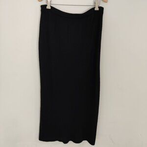 Monsoon Women's Wool Knit Black Midi Skirt Size 10 Old Money Quiet Luxury Ribbed